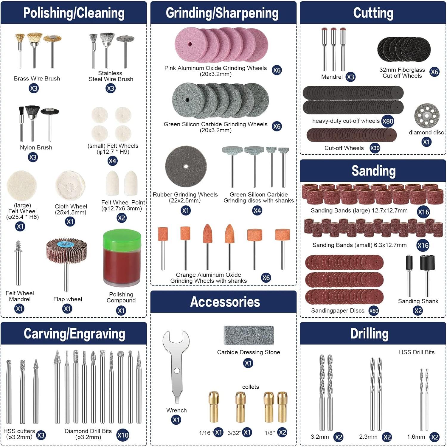 Kit de Accesorios para Herramienta Rotativa HARDELL 282 Pcs