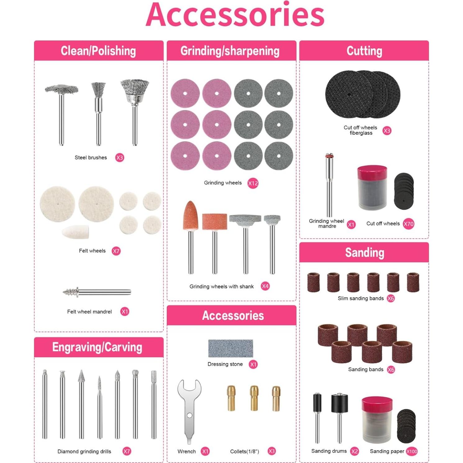 Kit de Accesorios para Herramienta Rotativa HARDELL 227pcs