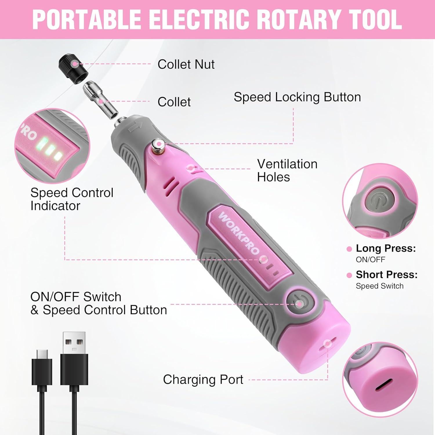 Kit de Herramientas Rotativas Inalámbrico Workpro 71 Acc.