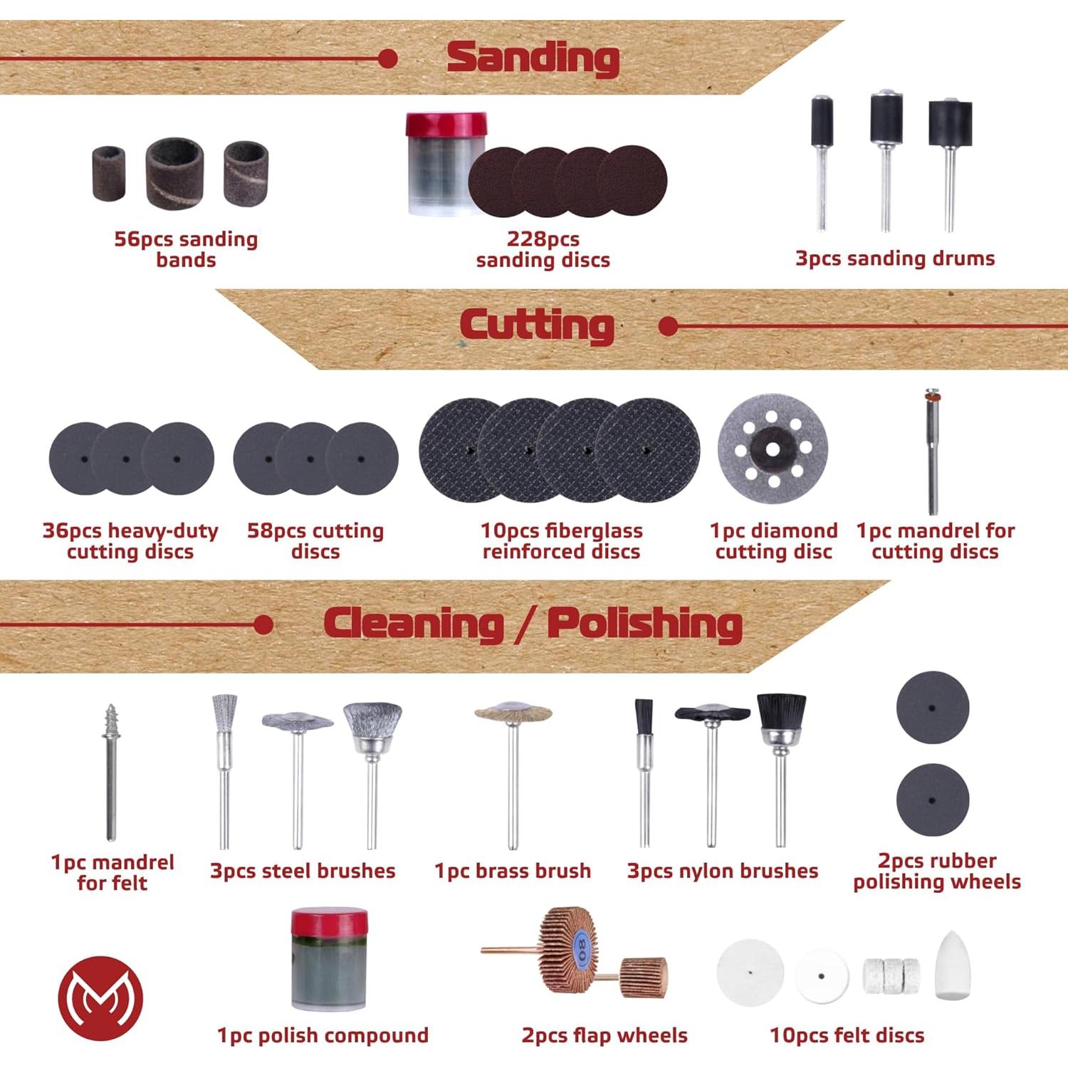 Kit de Accesorios para Herramienta Rotativa MonoPro 476 PCS