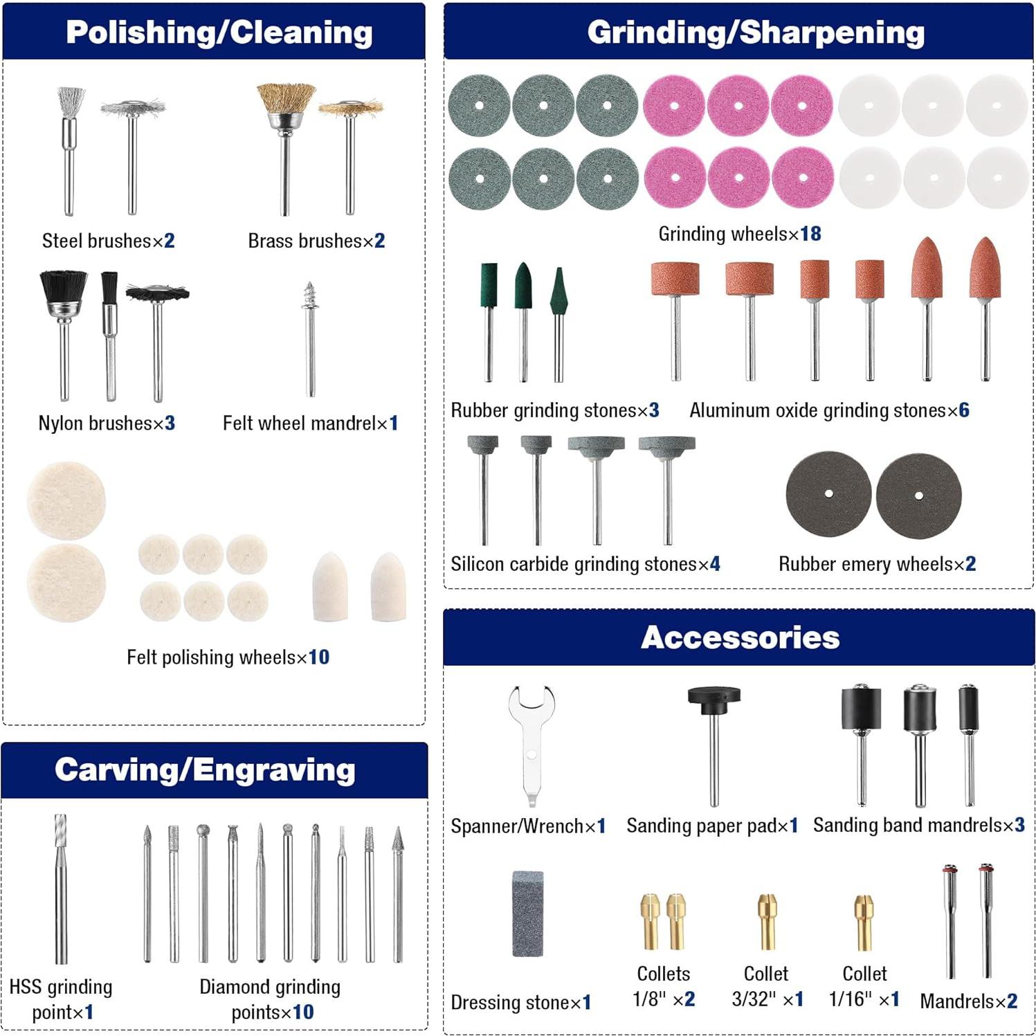 Kit de Accesorios para Herramienta Rotativa WORKPRO 530 Piezas