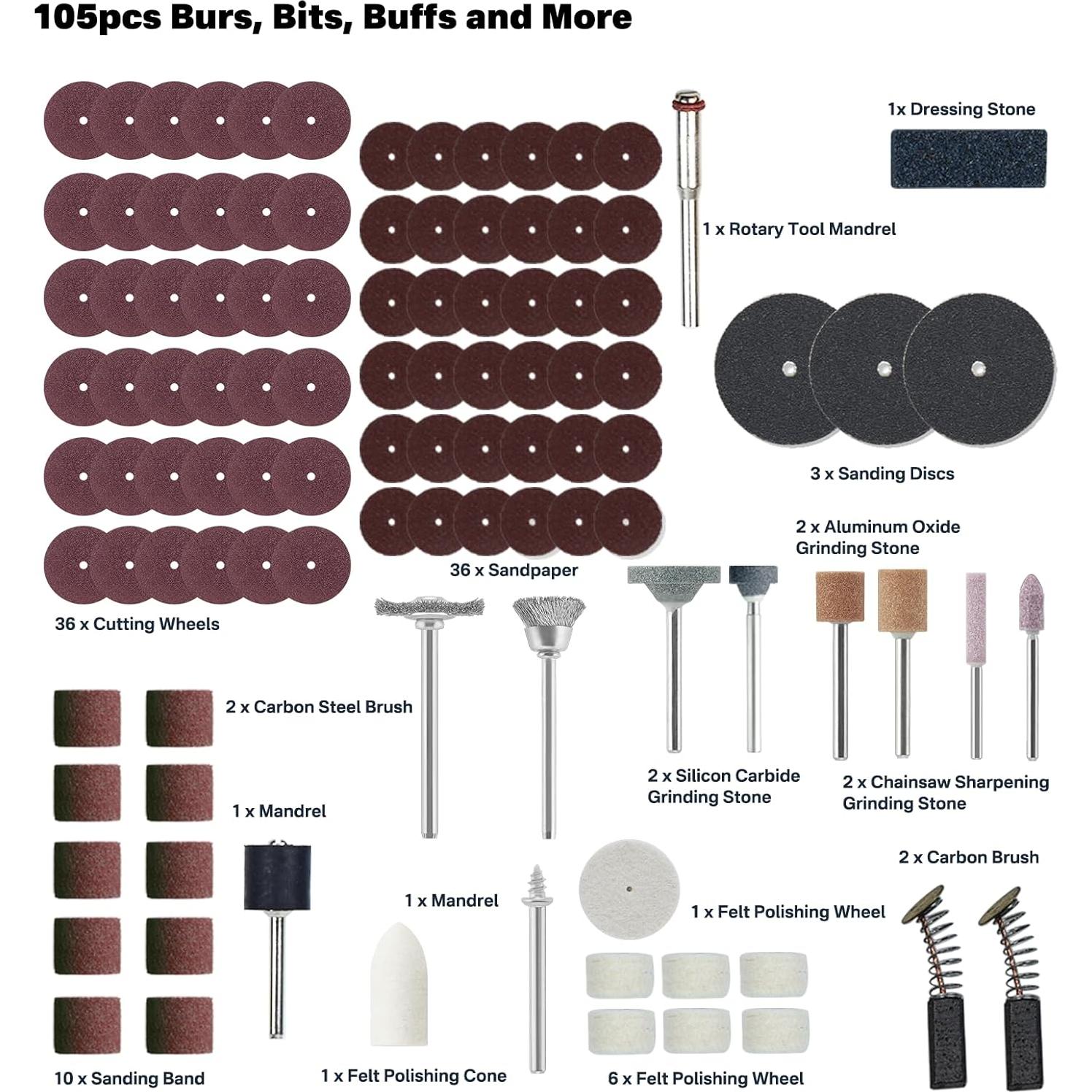 Amoladora Rotativa 780W CTISMICE con Eje Flexible y 105 Accesorios