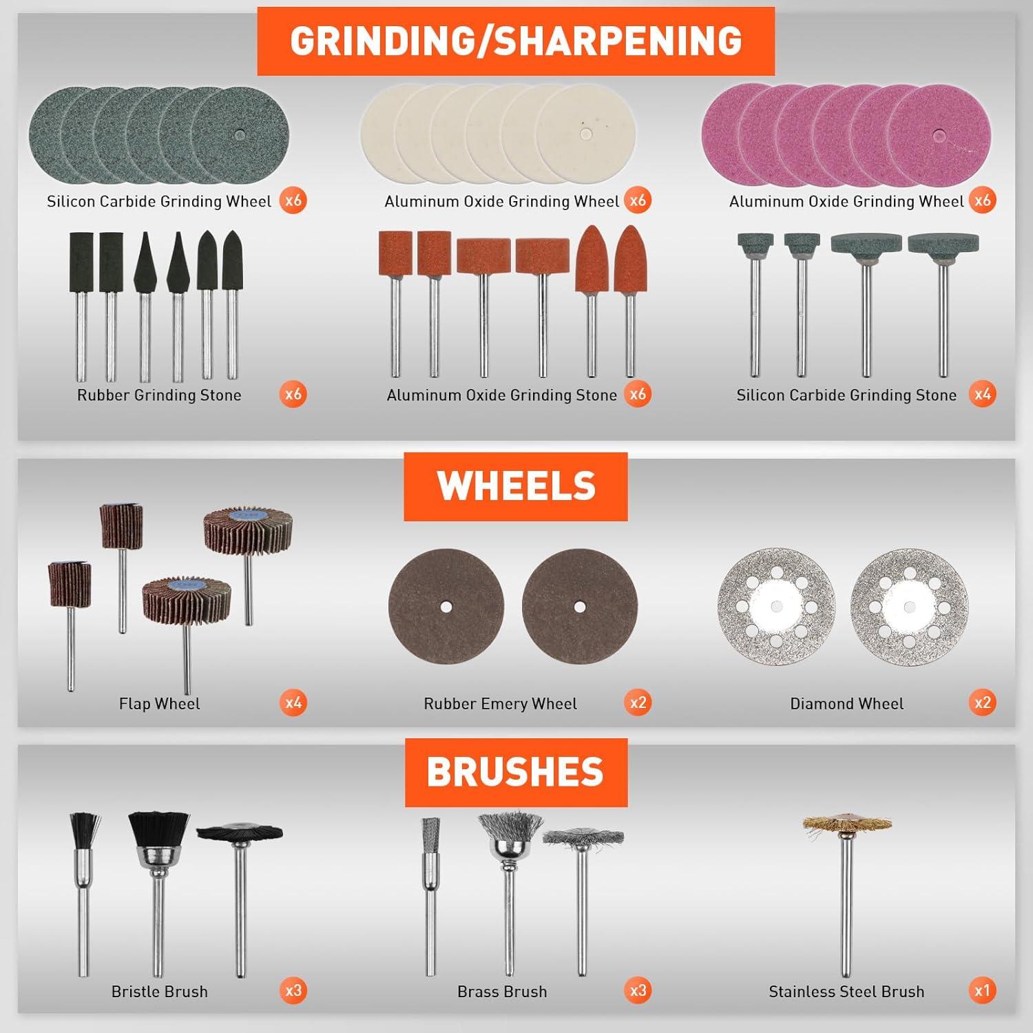 Kit de Accesorios para Herramienta Rotativa HORUSDY 308 Piezas