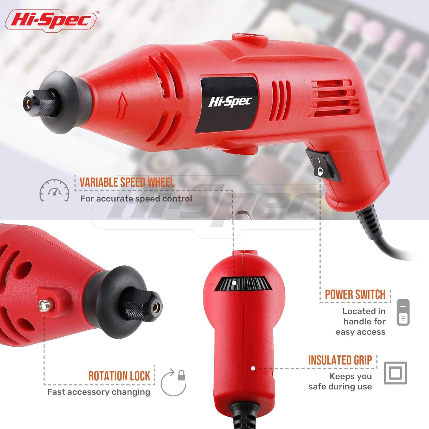 Kit de Herramientas Rotativas Eléctricas Hi-Spec 130W 121 Piezas