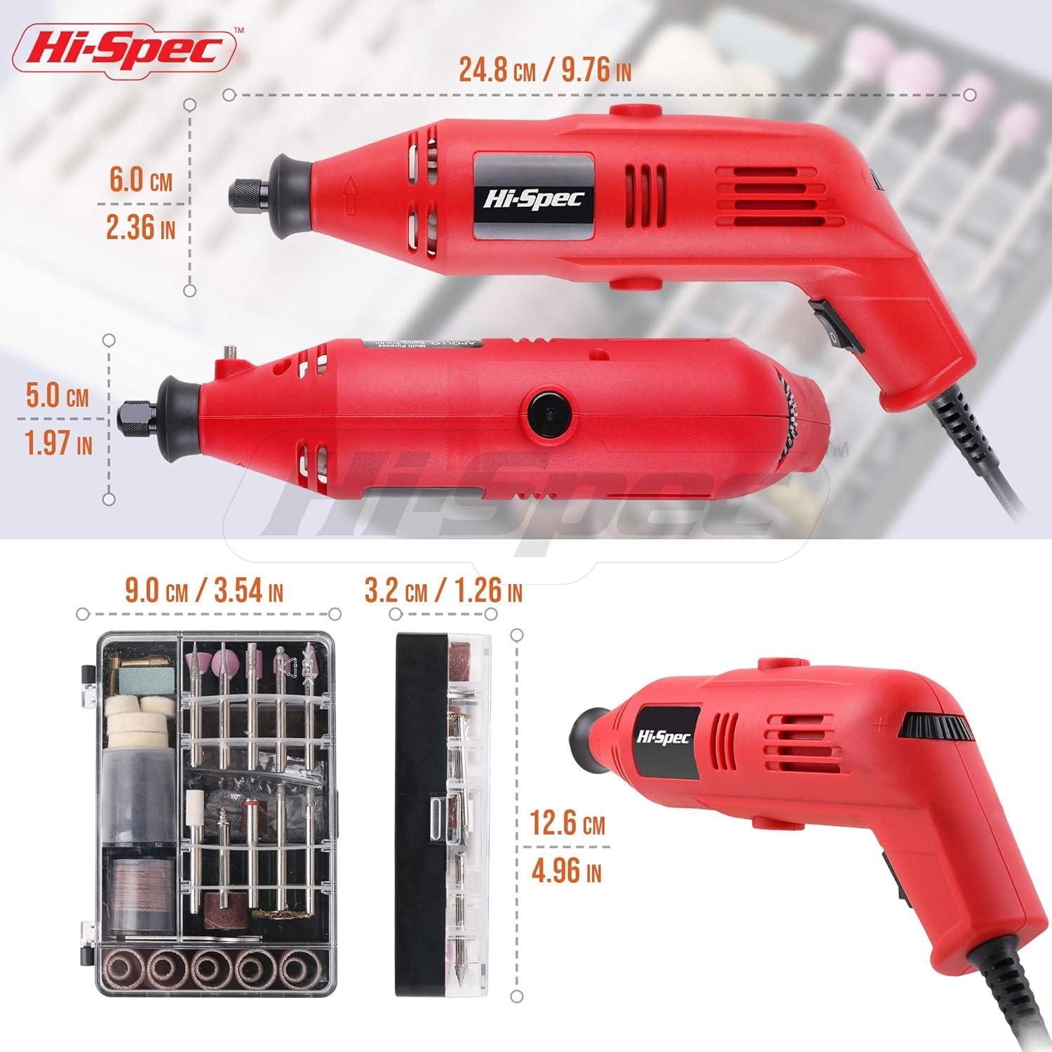 Kit de Herramientas Rotativas Eléctricas Hi-Spec 130W 121 Piezas