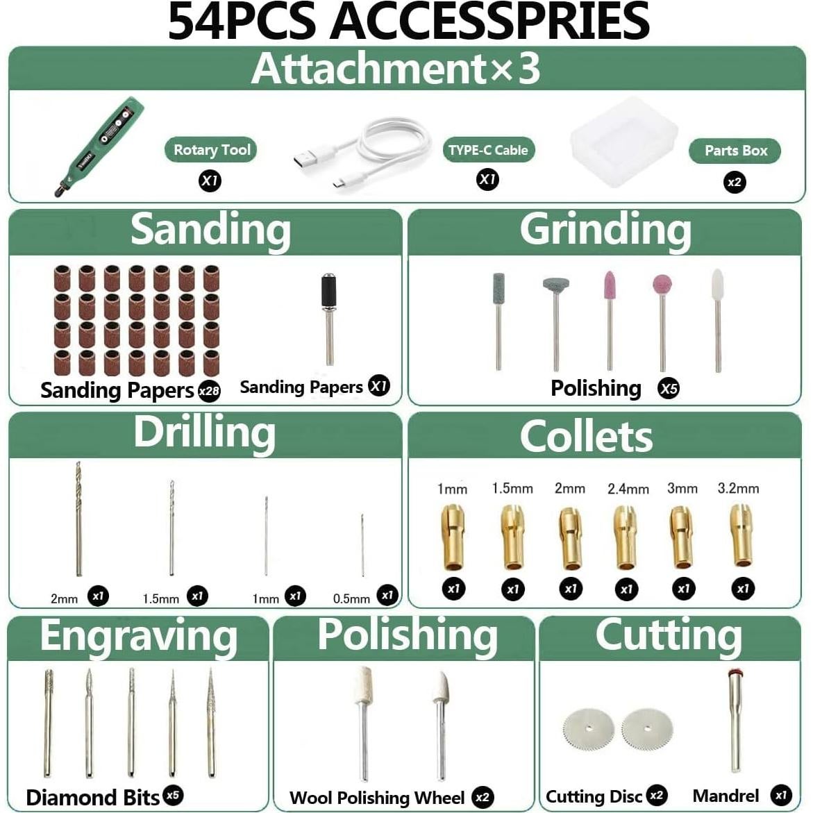 Mini Herramienta Rotativa Inalámbrica YooiDO 3.7V 54 Accesorios