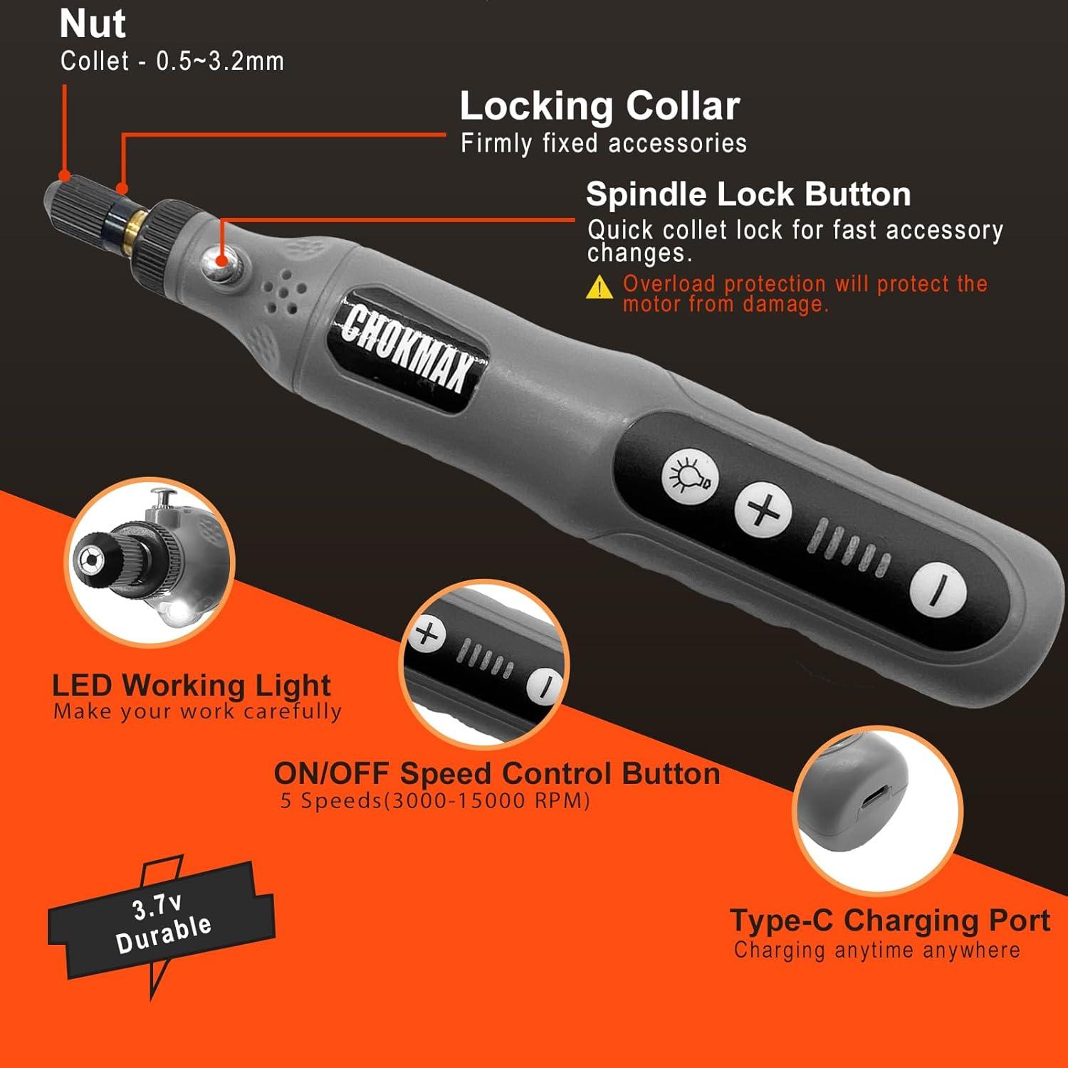 Mini Herramienta Rotativa Inalámbrica CHOKMAX 5 Velocidades 72 Accesorios