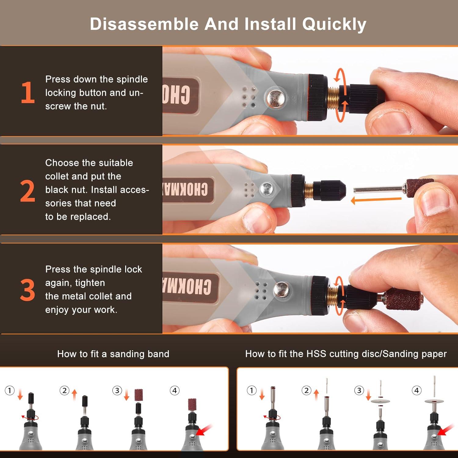 Mini Herramienta Rotativa Inalámbrica CHOKMAX 5 Velocidades 72 Accesorios