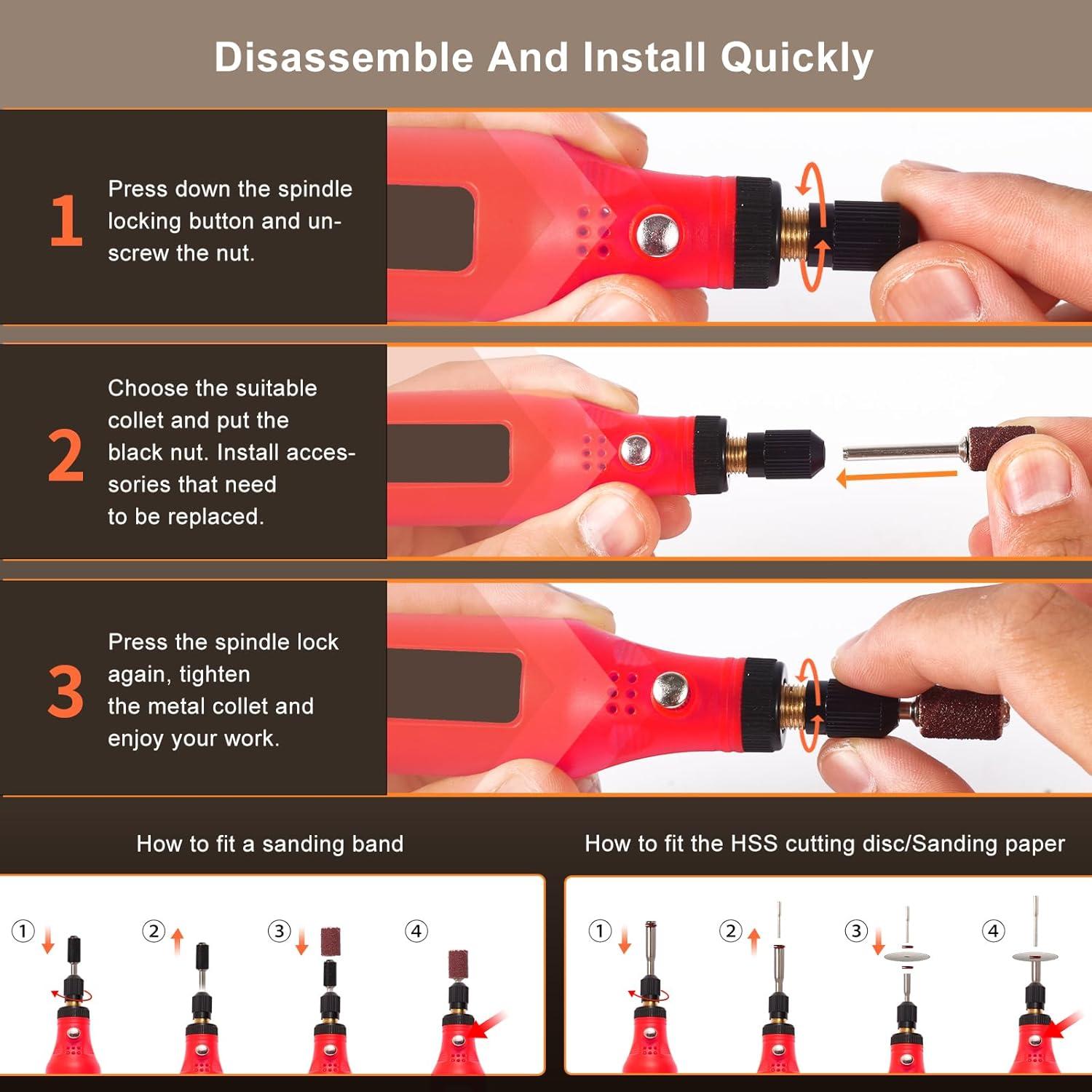 Mini Herramienta Rotativa Inalámbrica CHOKMAX 3 Velocidades 72 Accesorios