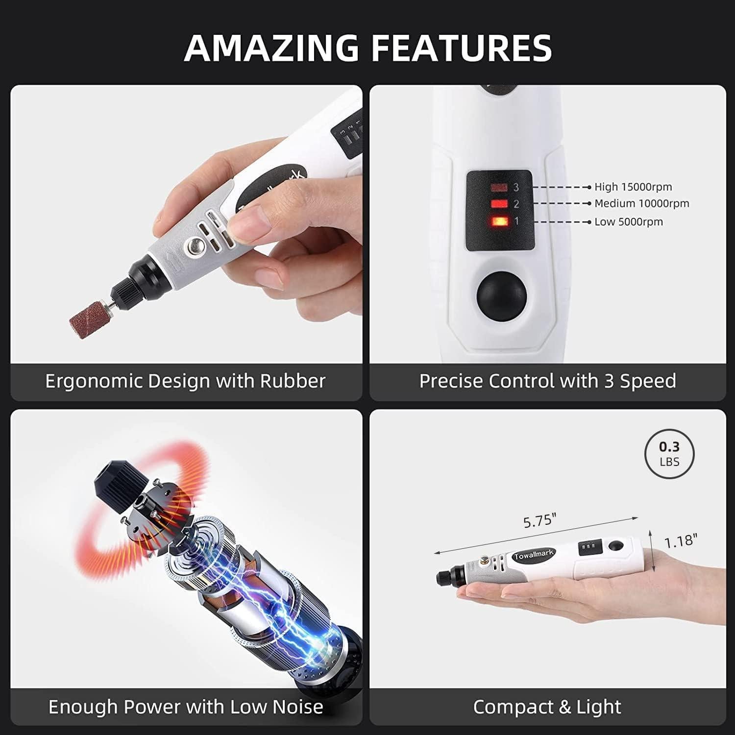 Kit de Herramientas Rotativas Towallmark RHT-45956, 50 Accesorios