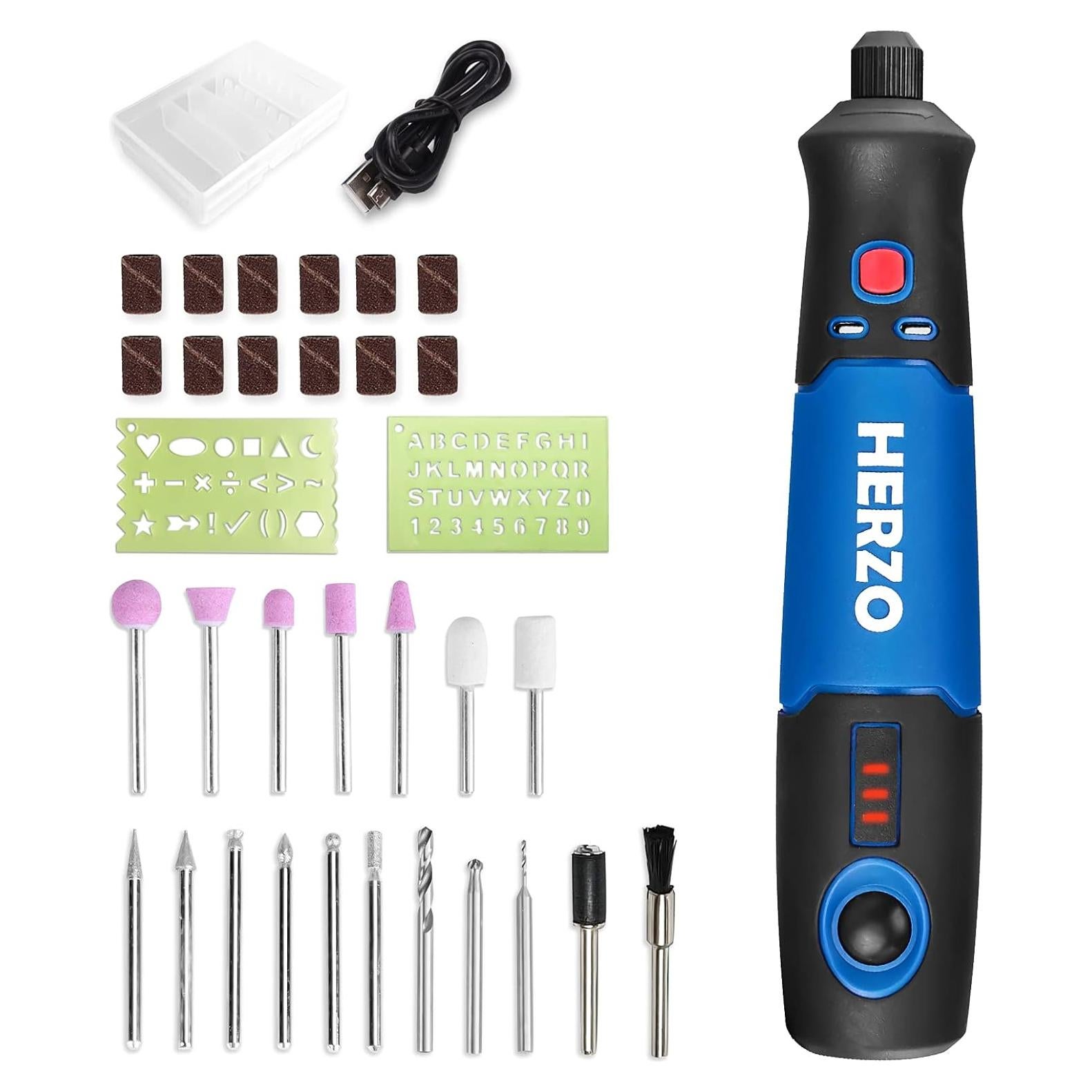 Mini Herramienta Rotativa Inalámbrica HERZO 3.7V con 31 Accesorios