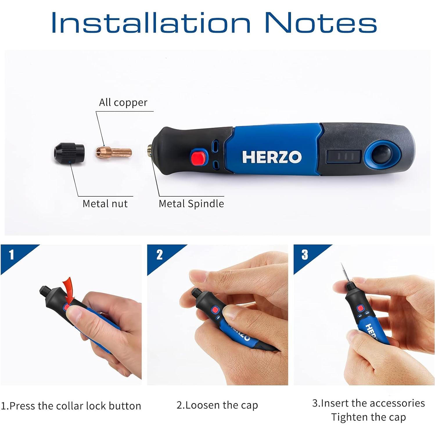 Mini Herramienta Rotativa Inalámbrica HERZO 3.7V con 31 Accesorios