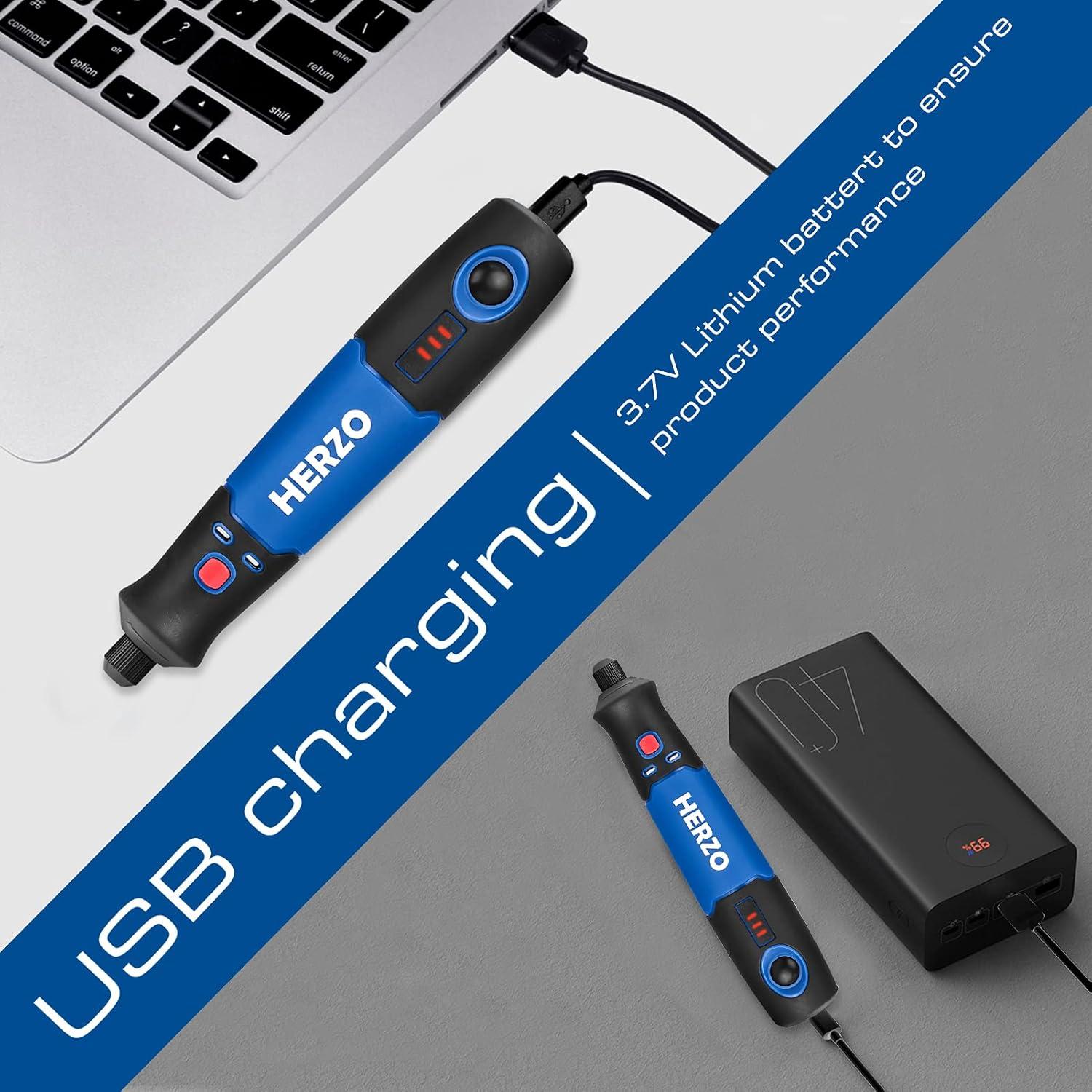 Mini Herramienta Rotativa Inalámbrica HERZO 3.7V con 31 Accesorios