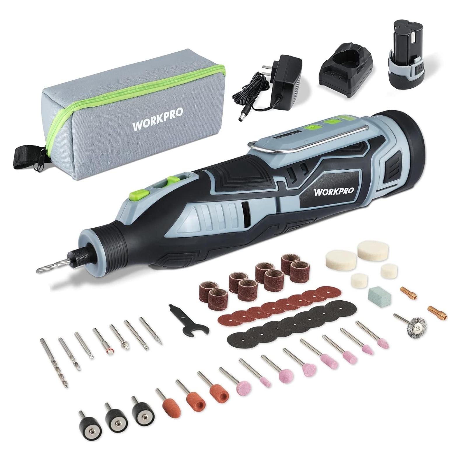 Kit de Herramienta Rotativa Inalámbrica WORKPRO 12V con 114 Accesorios