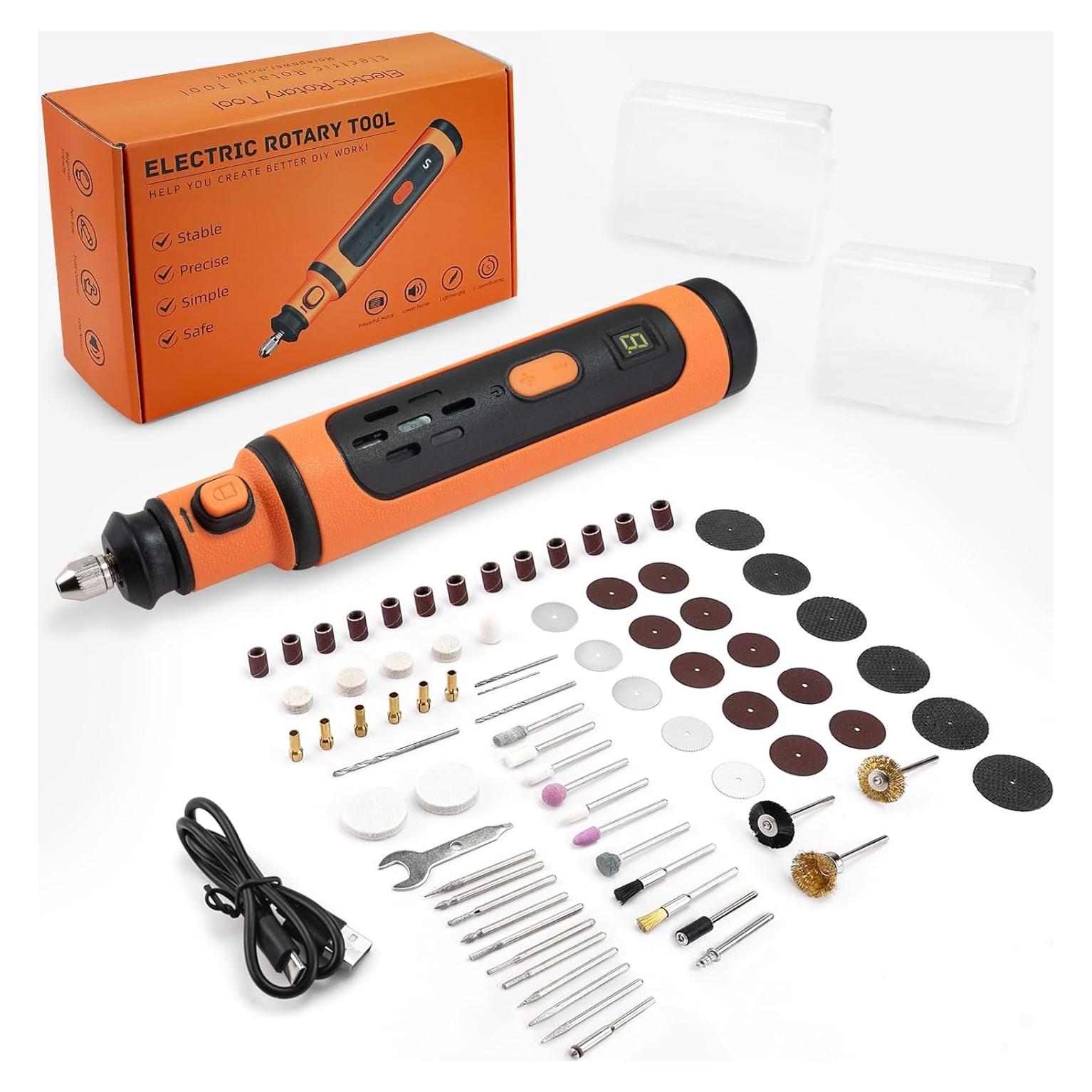 Kit de Herramienta Rotativa Inalámbrica TiTiC 8V 5 Velocidades 79 Accesorios
