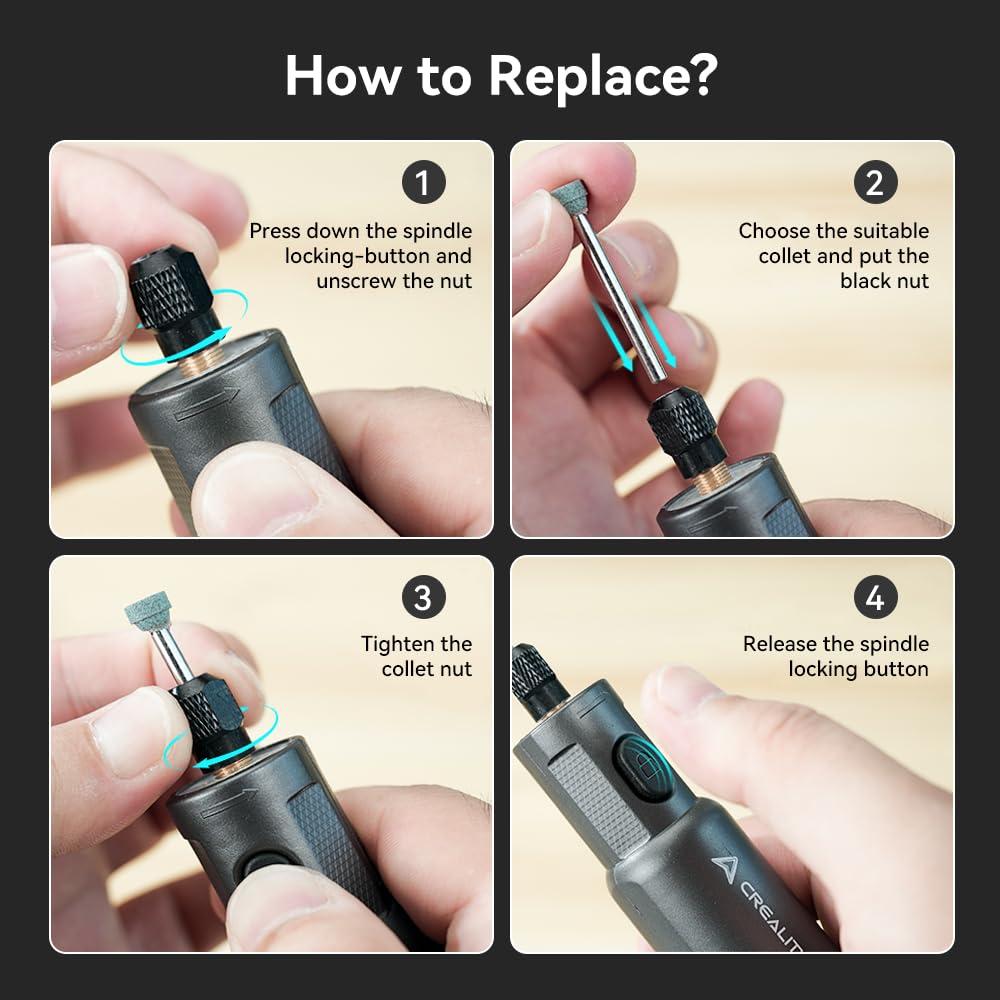 Kit de Herramienta Rotativa Inalámbrica Creality 23 Piezas 6 Velocidades