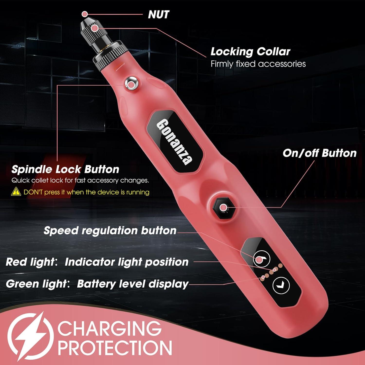 Gonanza Mini Herramienta Rotativa Inalámbrica 5 Velocidades LED