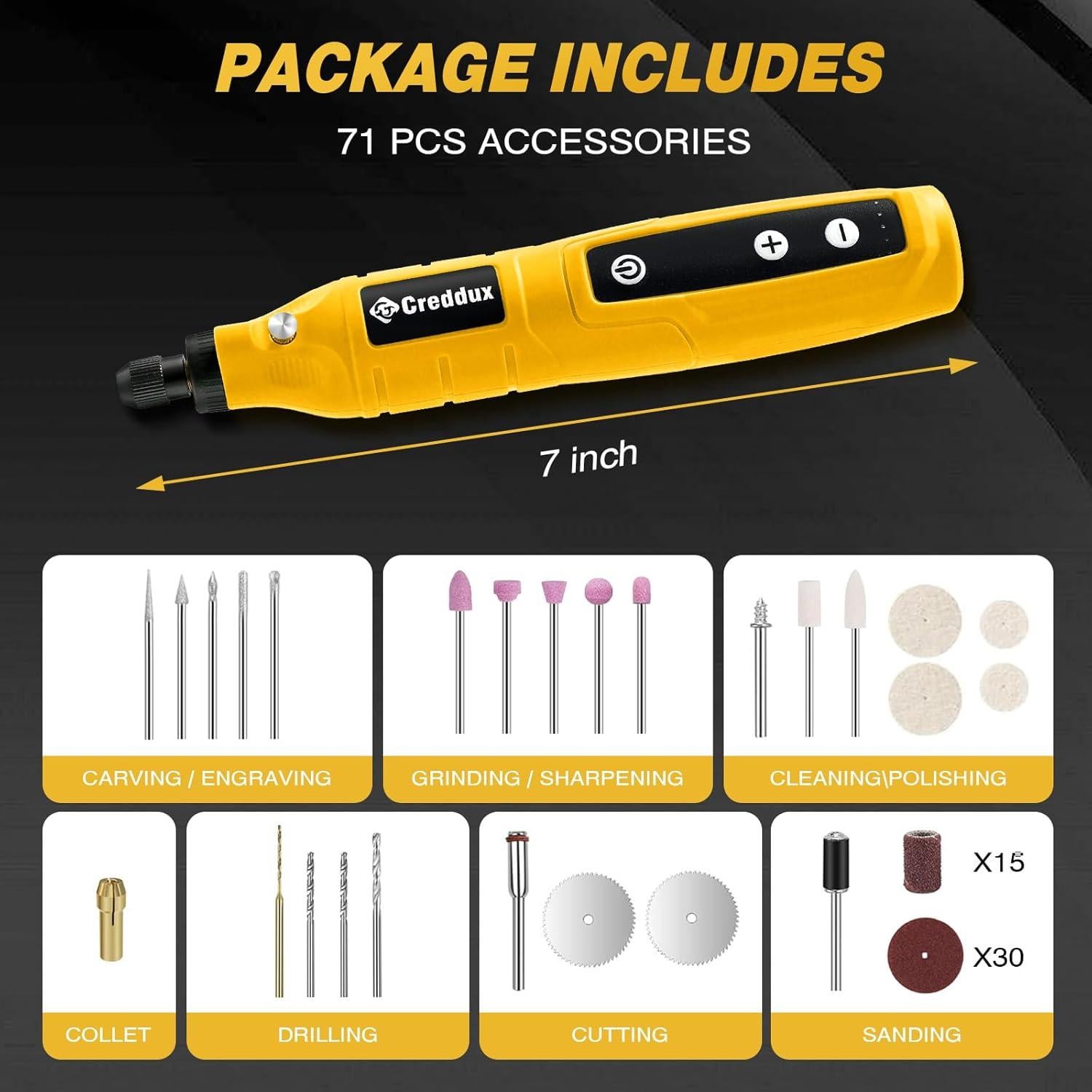 Herramienta Rotativa Inalámbrica Creddux 4.2V 71 Accesorios