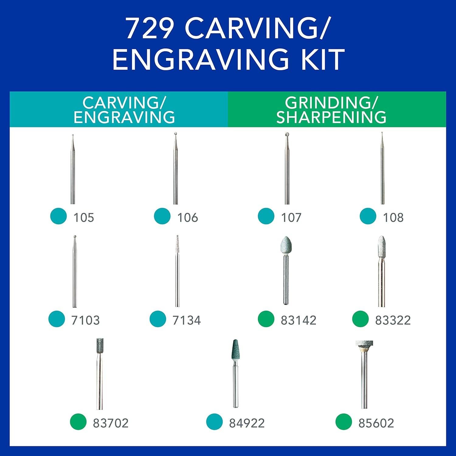 Kit de Accesorios Dremel 729-01 para Tallado y Grabado 11 Piezas
