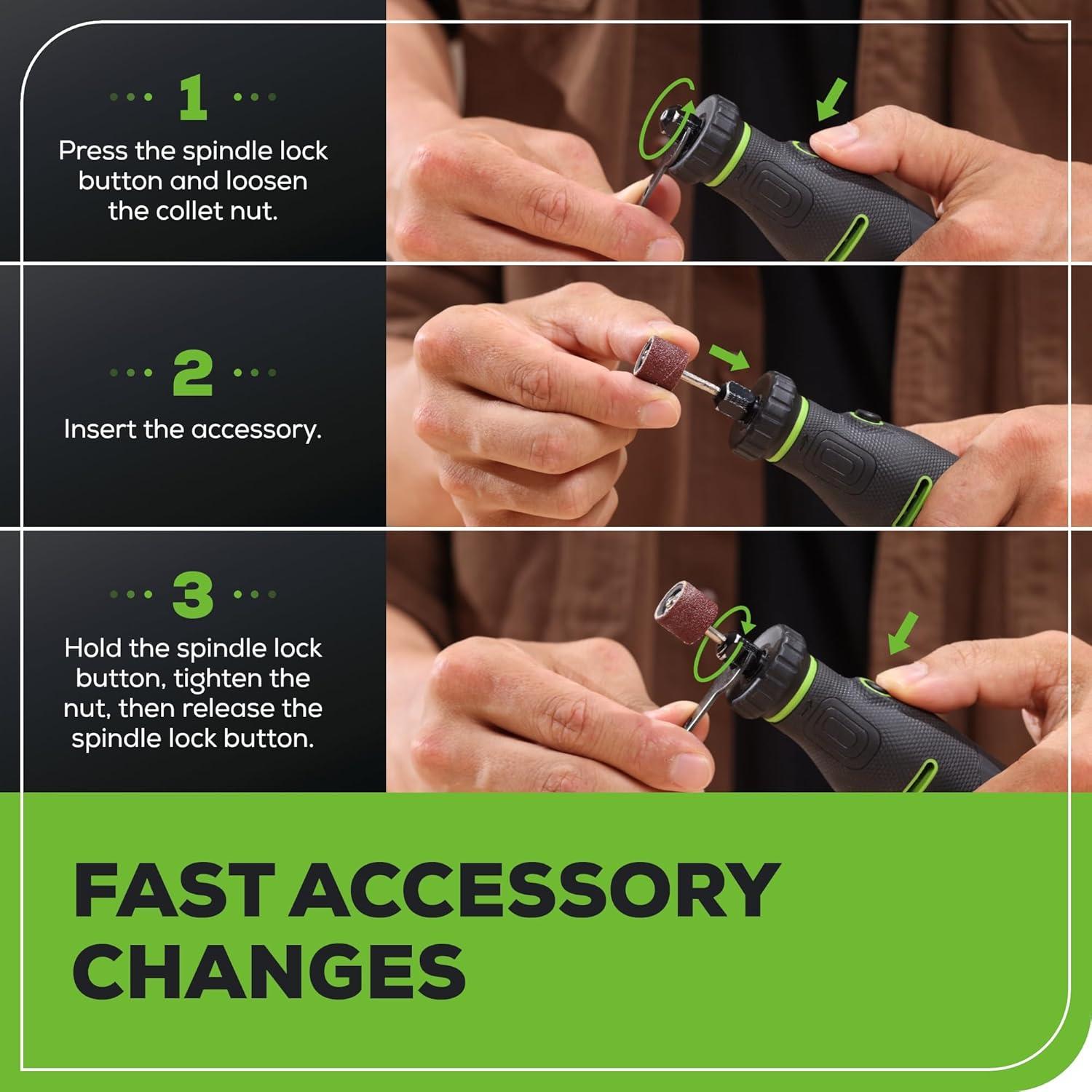 Kit Herramienta Rotativa Inalámbrica Greenworks 24V 52 Accesorios