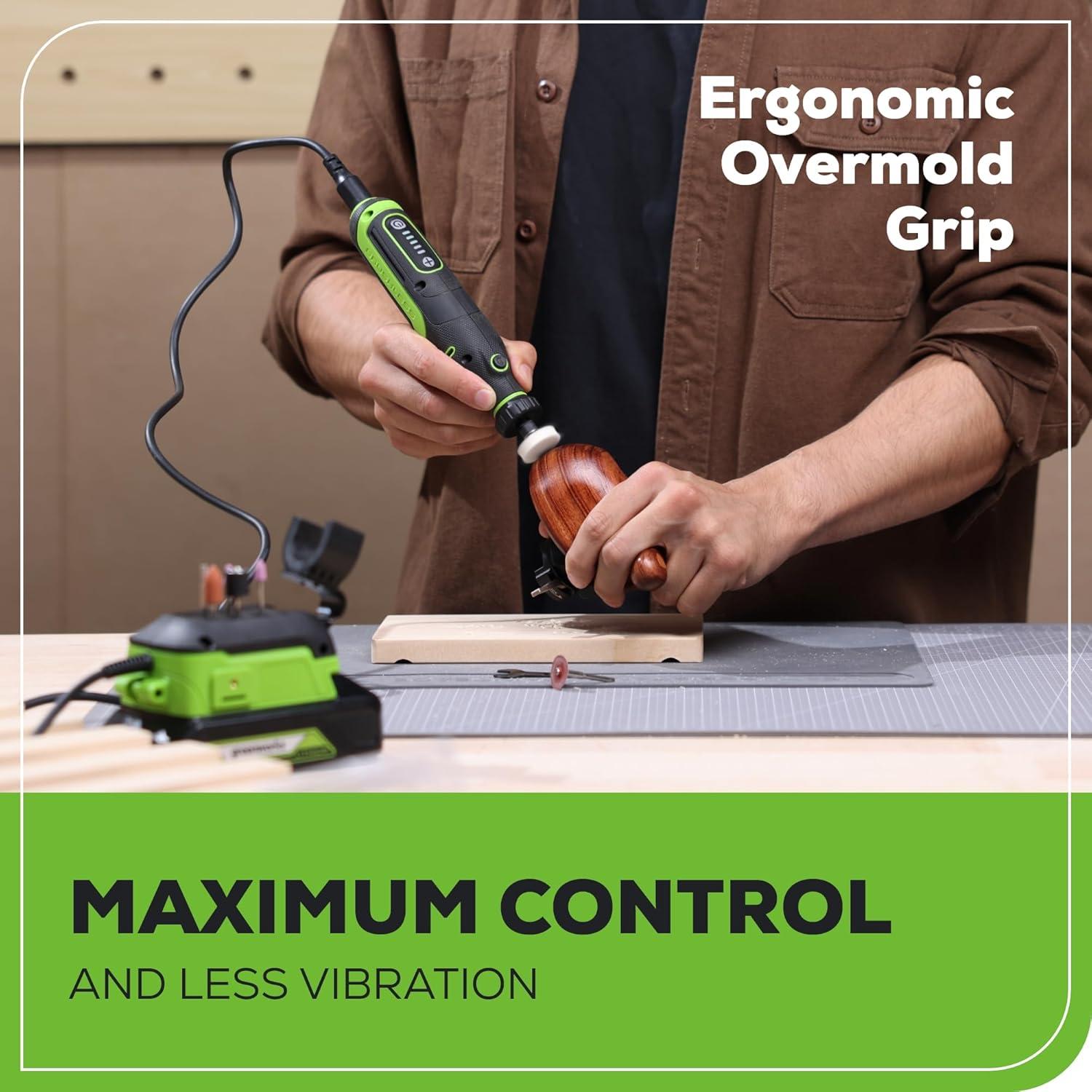 Kit Herramienta Rotativa Inalámbrica Greenworks 24V 52 Accesorios