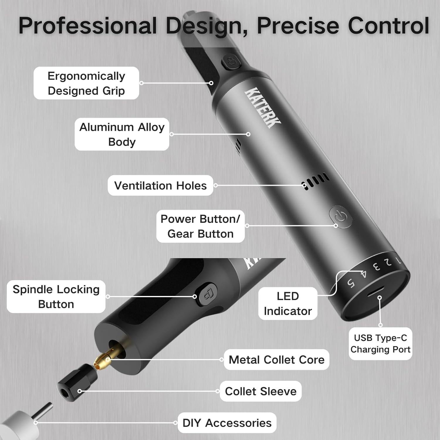 Herramienta Rotativa Inalámbrica Katerk 7.2V 90W 42 Accesorios