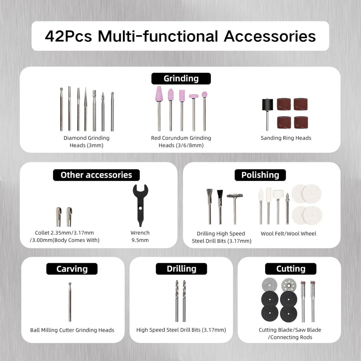 Herramienta Rotativa Inalámbrica Katerk 7.2V 90W 42 Accesorios