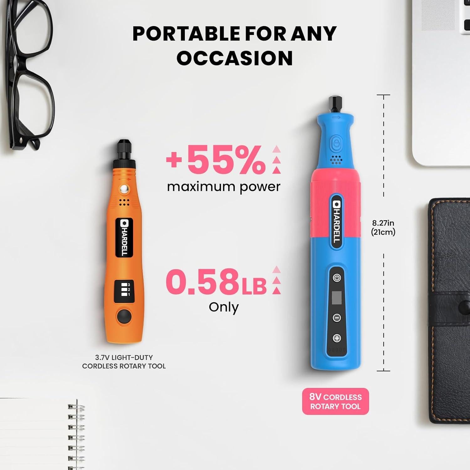 Herramienta Rotativa Inalámbrica HARDELL 8V con 80 Accesorios