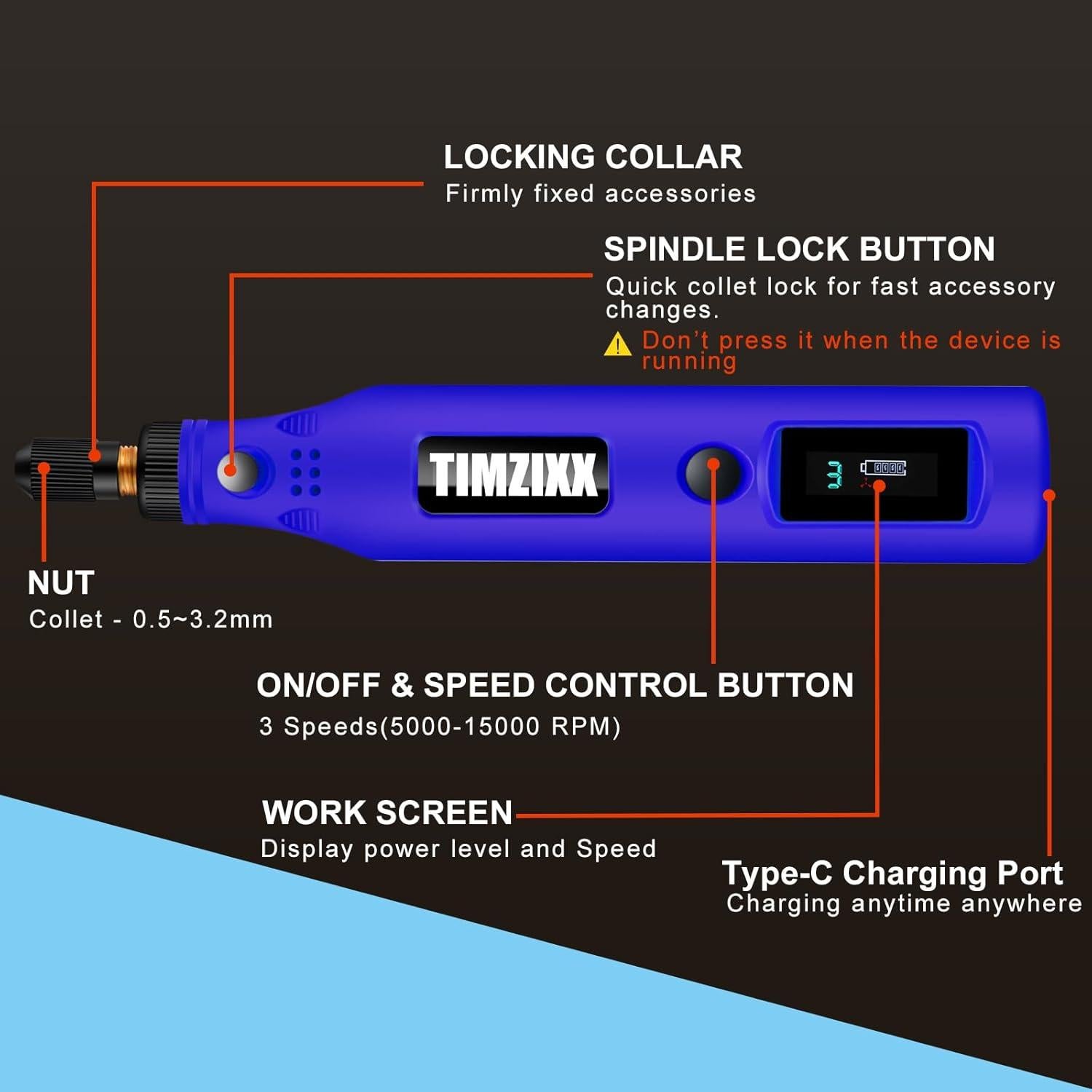 Mini Herramienta Rotativa Inalámbrica TIMZIXX 3.7V 71 Accesorios