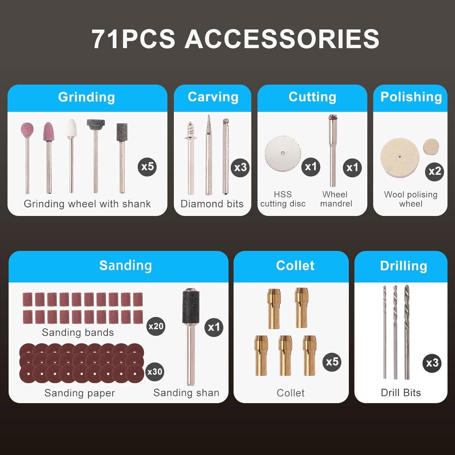 Mini Herramienta Rotativa Inalámbrica TIMZIXX 3.7V 71 Accesorios