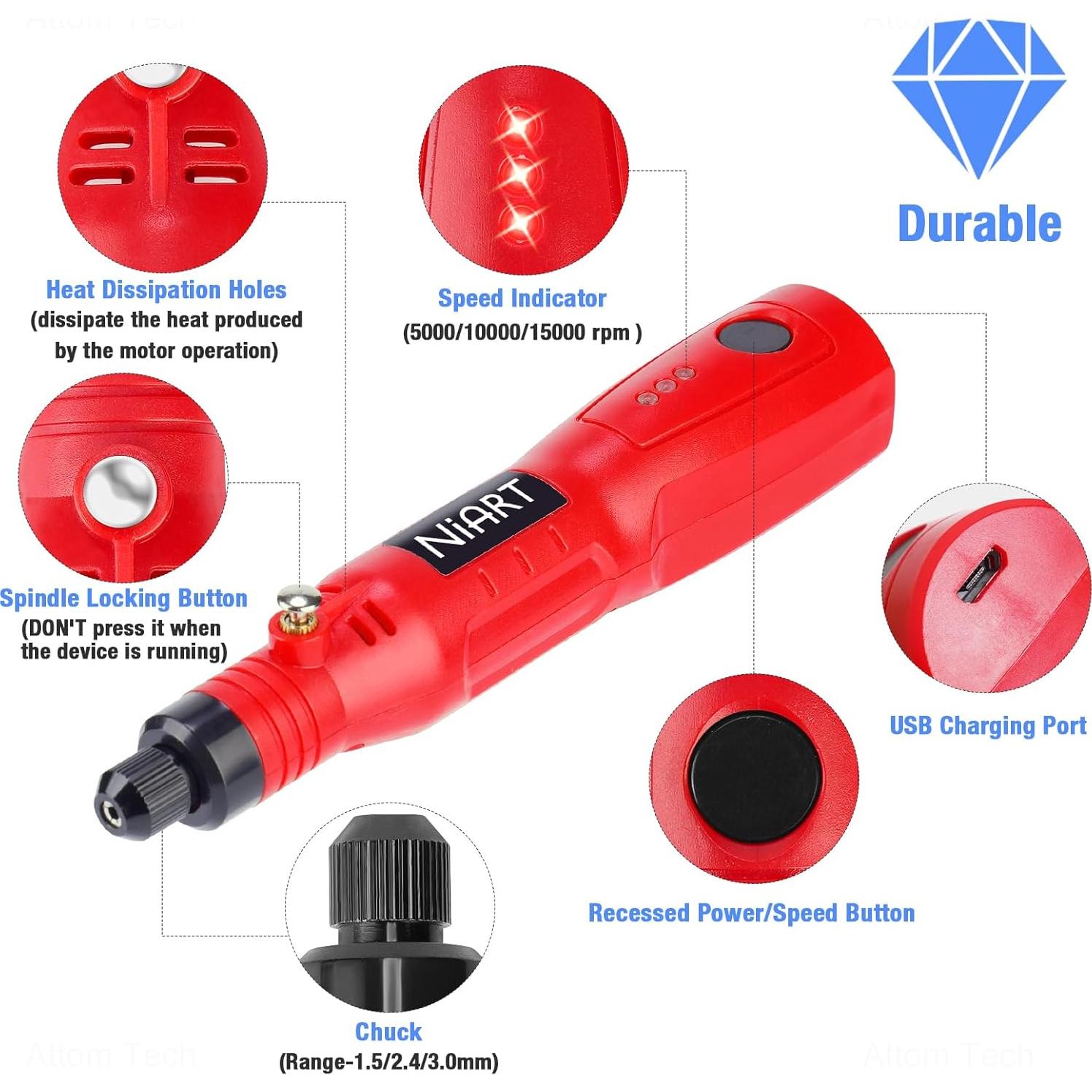 Mini Herramienta Rotativa Inalámbrica NiArt 3.6V 3 Velocidades