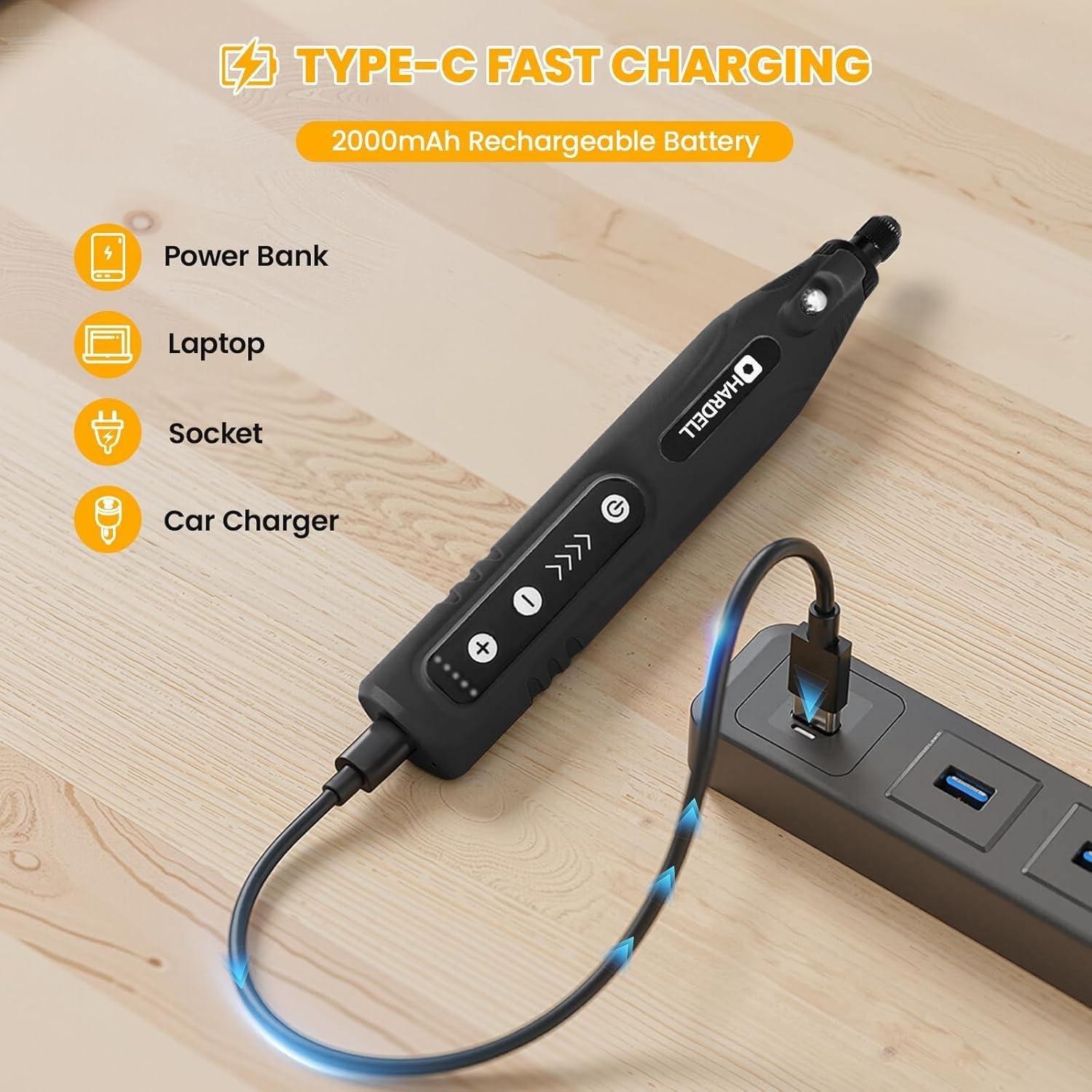 Mini Herramienta Rotativa Inalámbrica HARDELL 4V 5 Velocidades