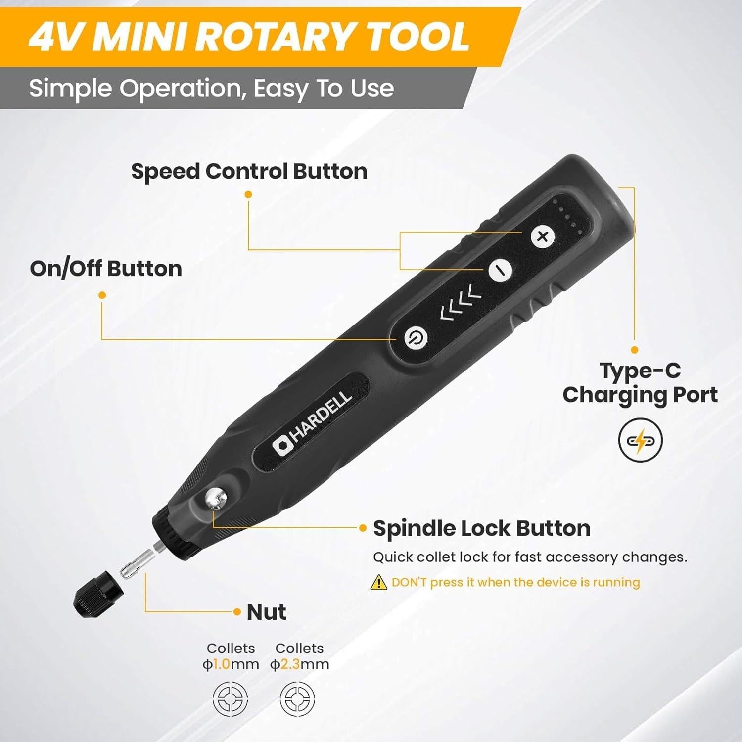 Mini Herramienta Rotativa Inalámbrica HARDELL 4V 5 Velocidades