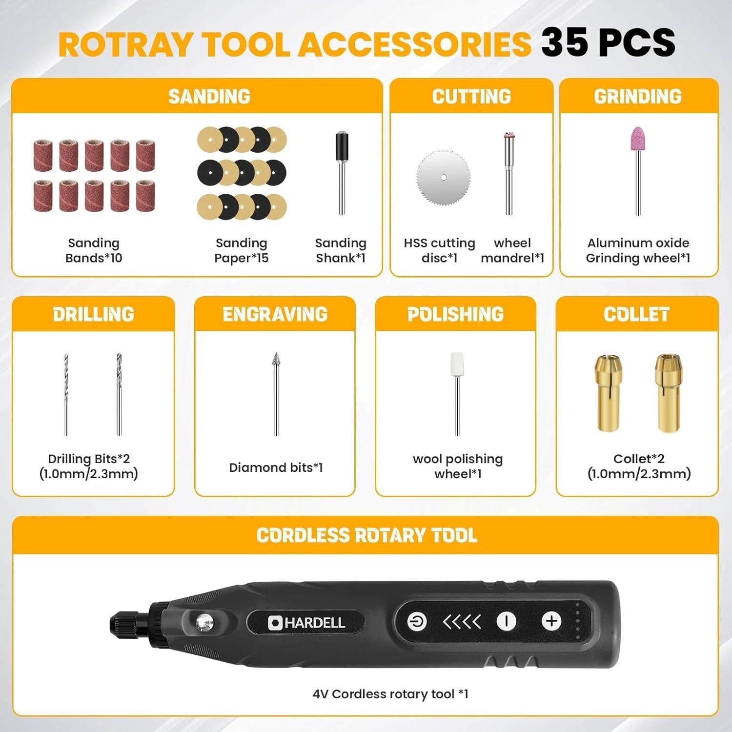 Mini Herramienta Rotativa Inalámbrica HARDELL 4V 5 Velocidades