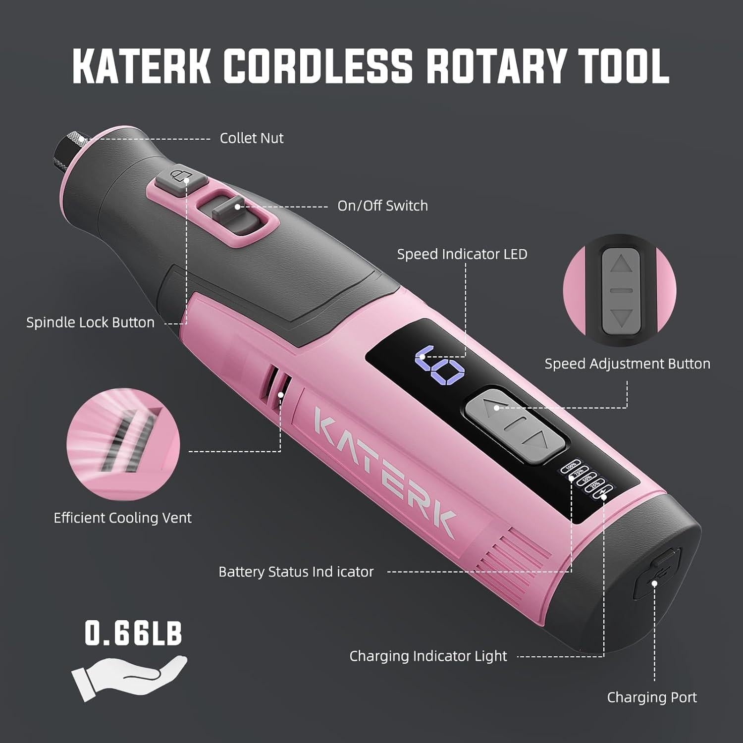 Kit de Herramienta Rotativa Inalámbrica Katerk 4000mAh 70 Accesorios