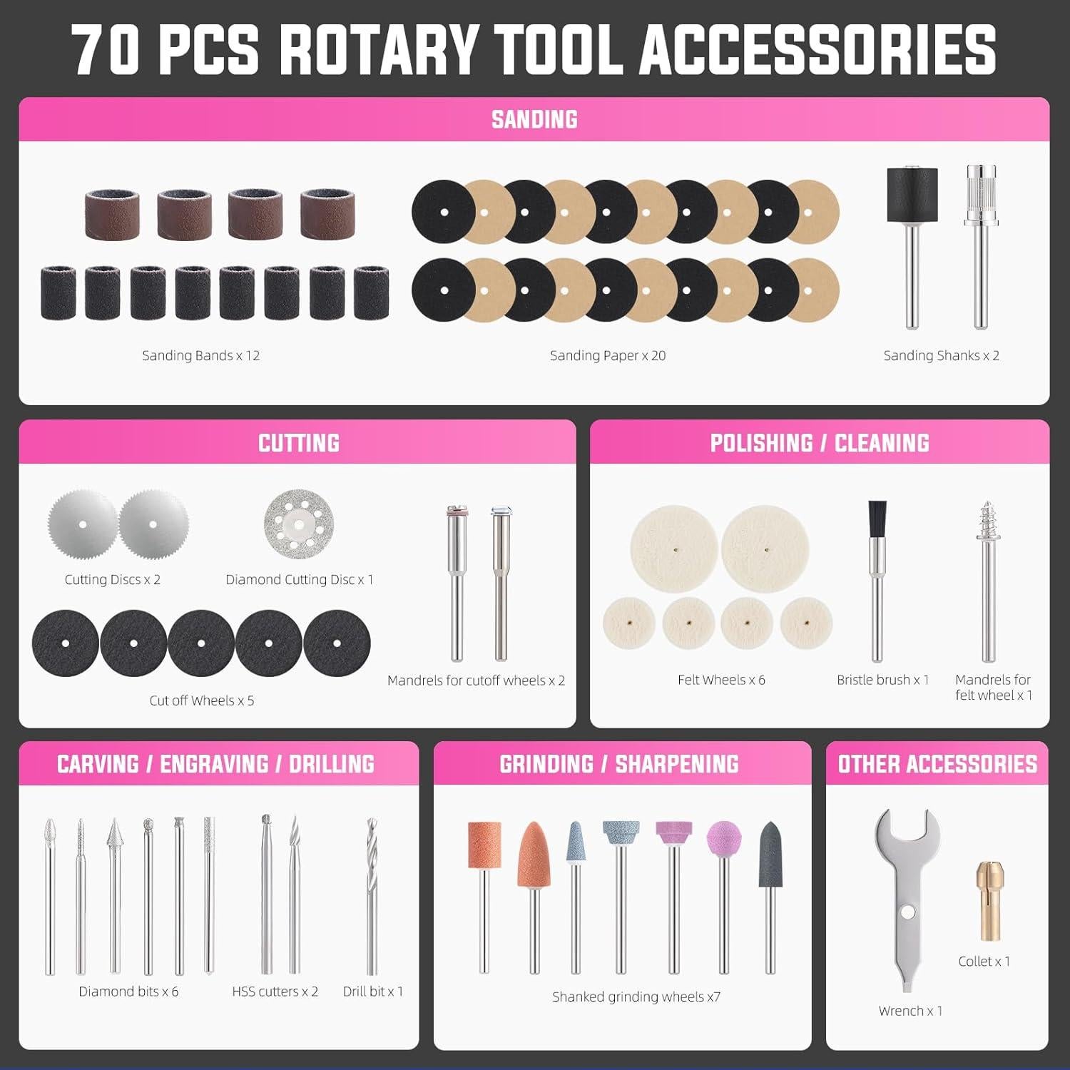 Kit de Herramienta Rotativa Inalámbrica Katerk 4000mAh 70 Accesorios