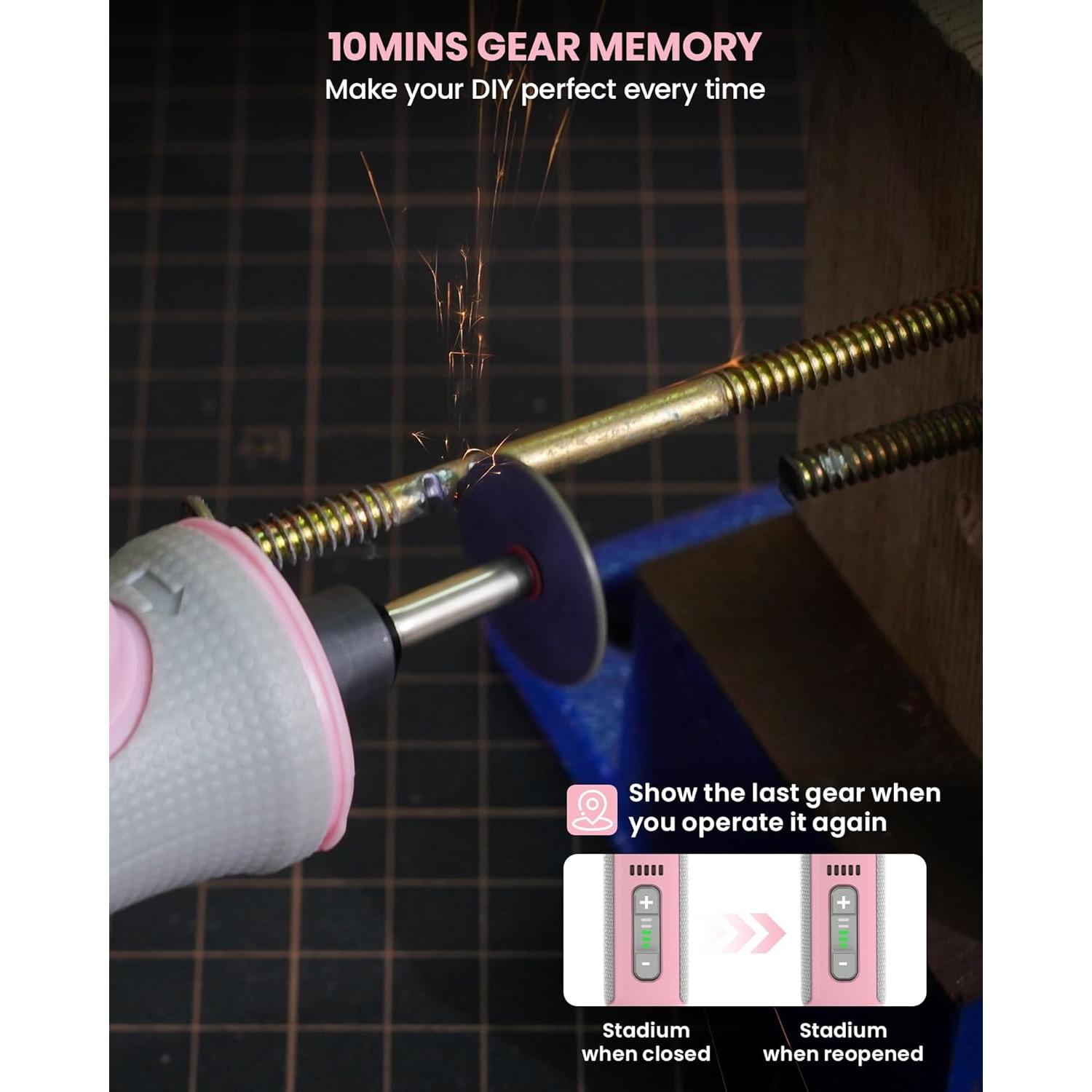 Herramienta Rotativa Inalámbrica SCHTUMPA 8V Rosa con 25 Accesorios