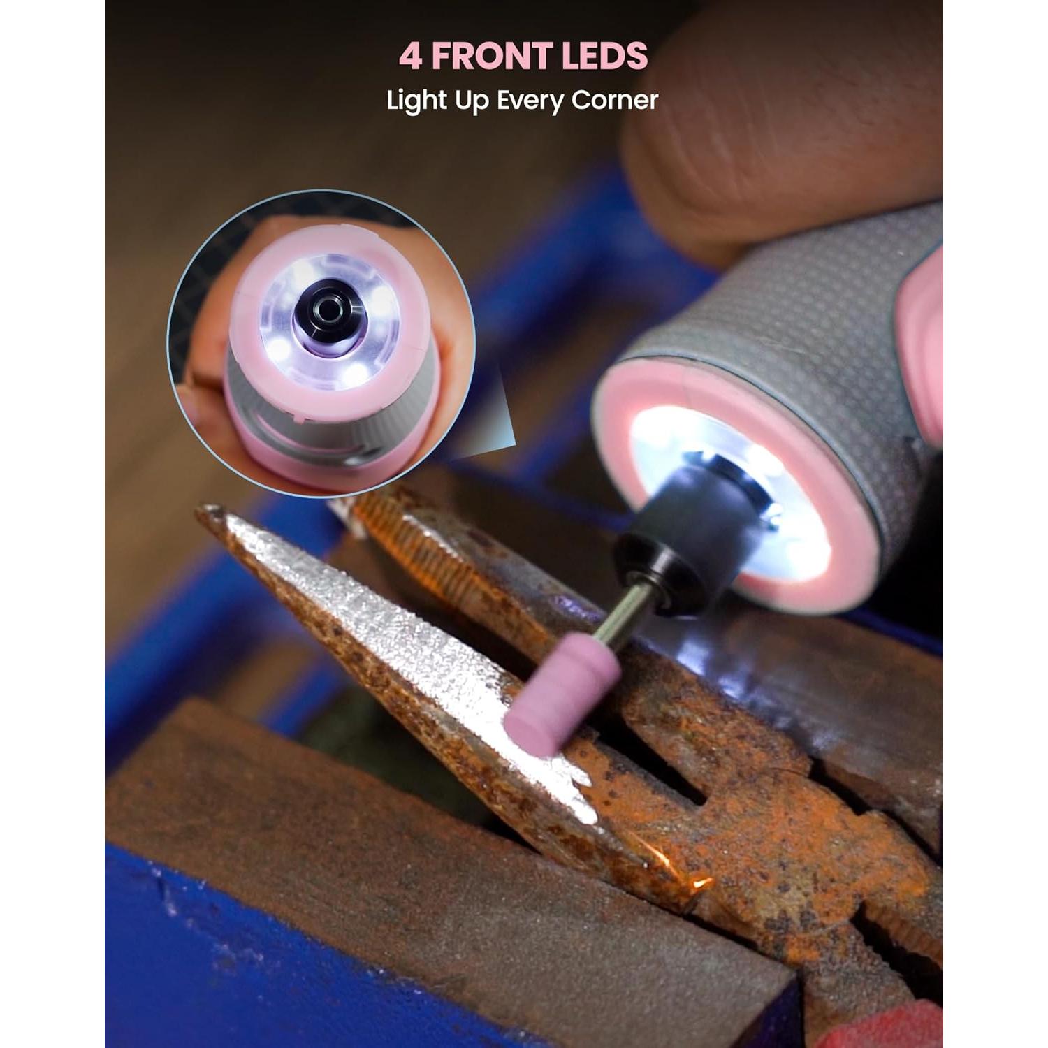 Herramienta Rotativa Inalámbrica SCHTUMPA 8V Rosa con 25 Accesorios