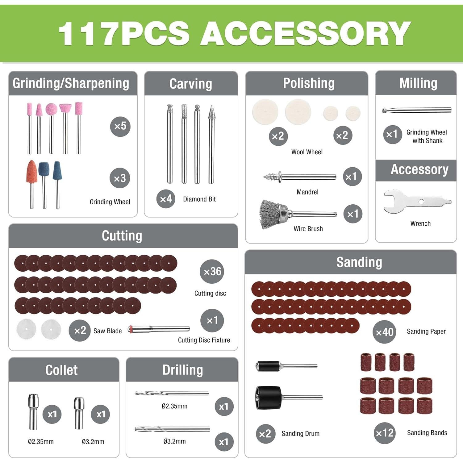 Herramienta Rotativa Inalámbrica WORKPRO 8V con 117 Accesorios