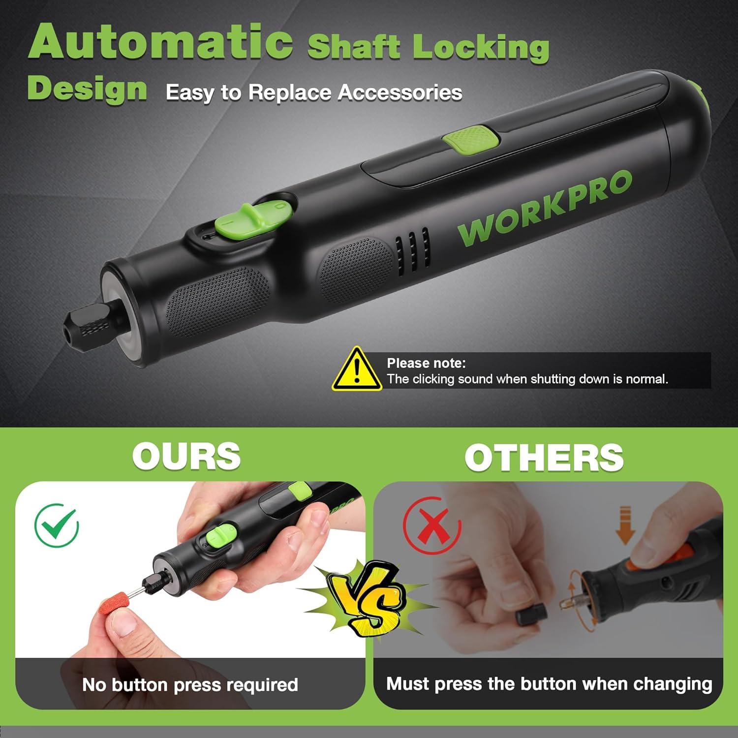 Herramienta Rotativa Inalámbrica WORKPRO 8V con 117 Accesorios