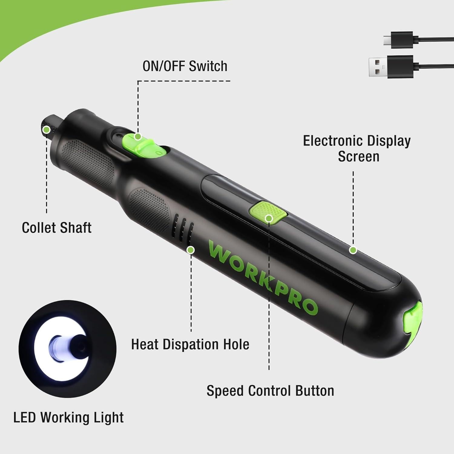 Herramienta Rotativa Inalámbrica WORKPRO 8V con 117 Accesorios