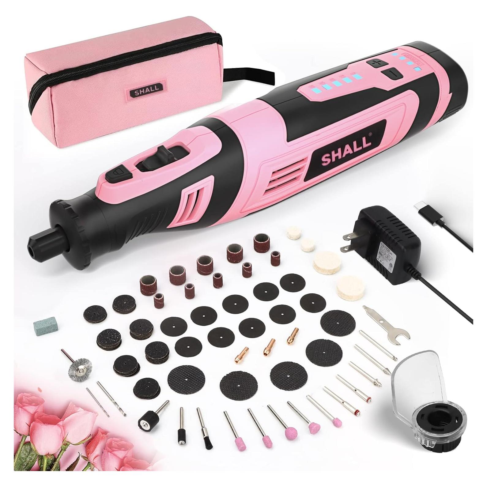 Herramienta Rotativa Sin Cable SHALL 8V Rosa 121 Accesorios
