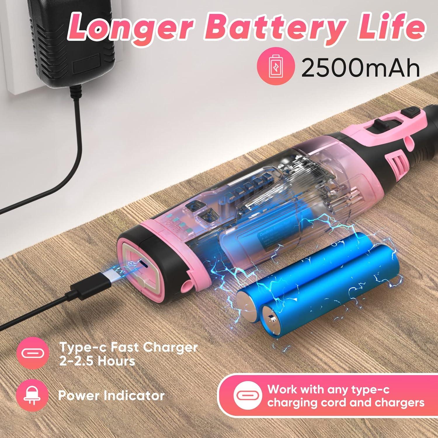 Herramienta Rotativa Sin Cable SHALL 8V Rosa 121 Accesorios