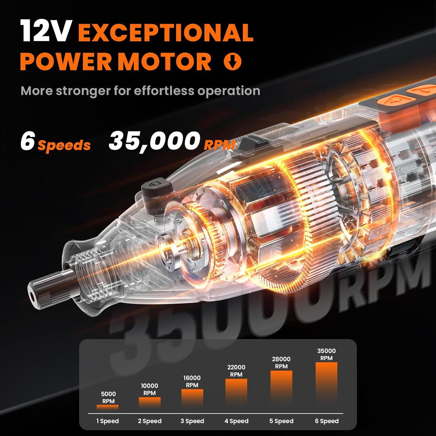 Herramienta Rotativa Inalámbrica HARDELL 12V 80 Accesorios