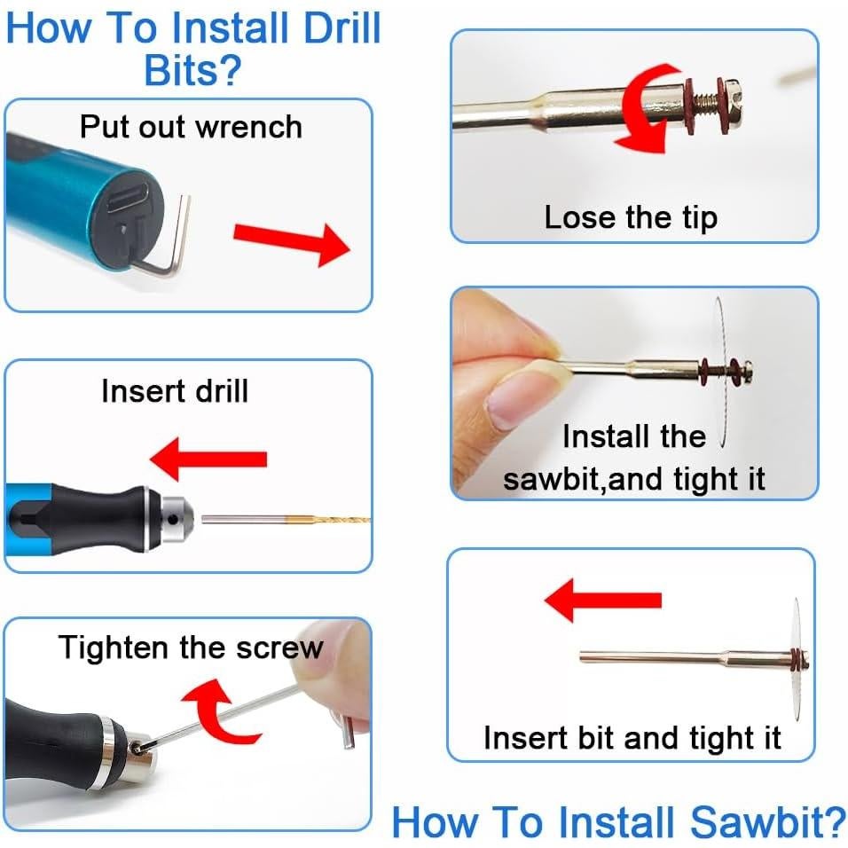 Mini Taladro Eléctrico Inalámbrico VQVYBXN 3 Velocidades 18000 RPM