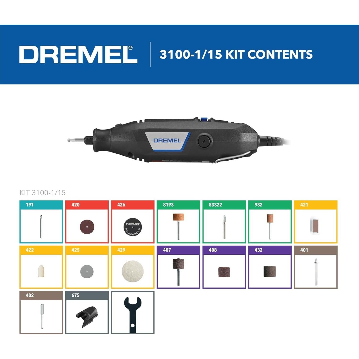 Dremel 3100 Kit de Herramienta Rotativa 16 Piezas 1.2A
