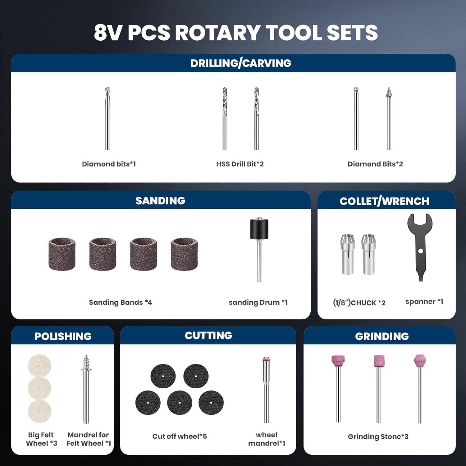 Herramienta Rotativa Inalámbrica SCHTUMPA 8V 25 Accesorios