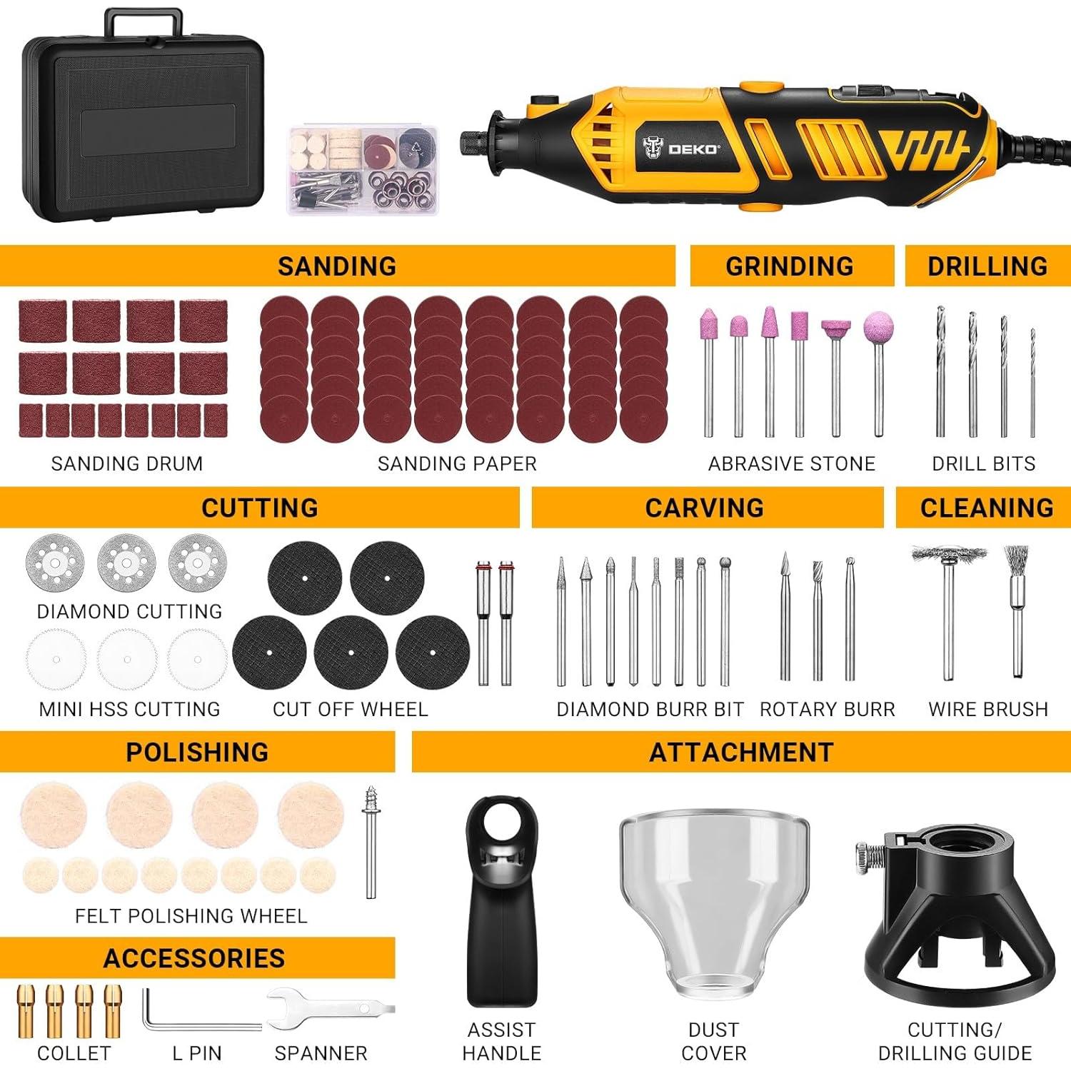 Kit de Herramientas Rotativas DEKOPRO 170W 127 Accesorios