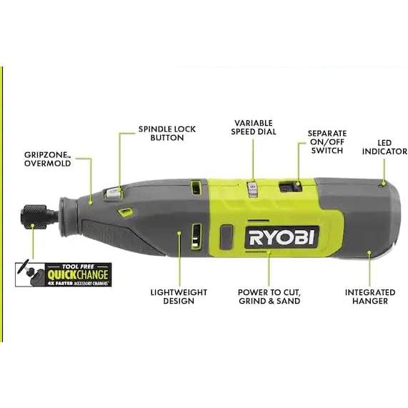 Kit de Herramienta Rotativa Inalámbrica RYOBI 12V TVM01