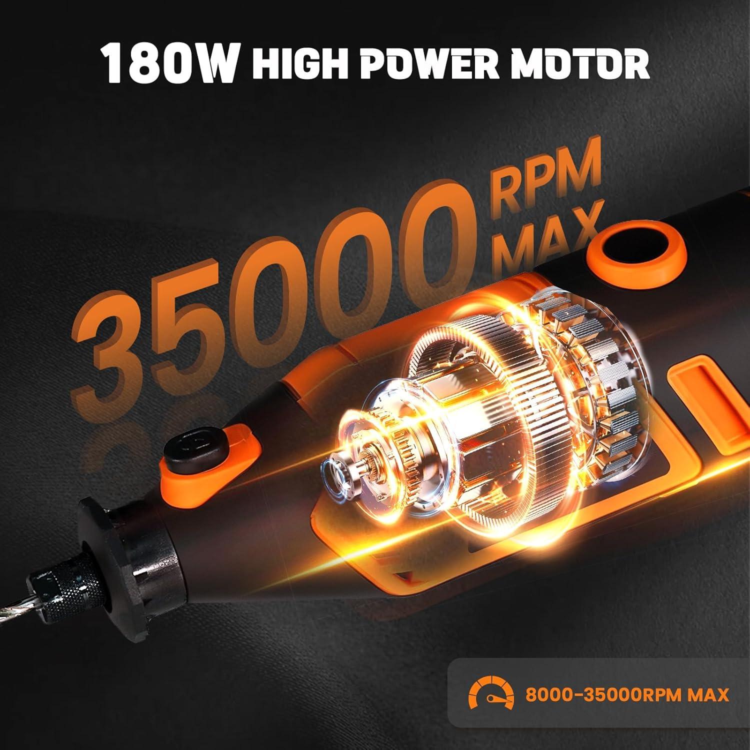 Herramienta Rotativa HARDELL 180W con 61 Accesorios y 6 Velocidades